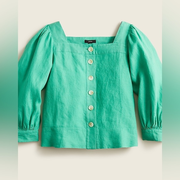 J. Crew Tops - NEW / J.Crew Squareneck button-front linen top